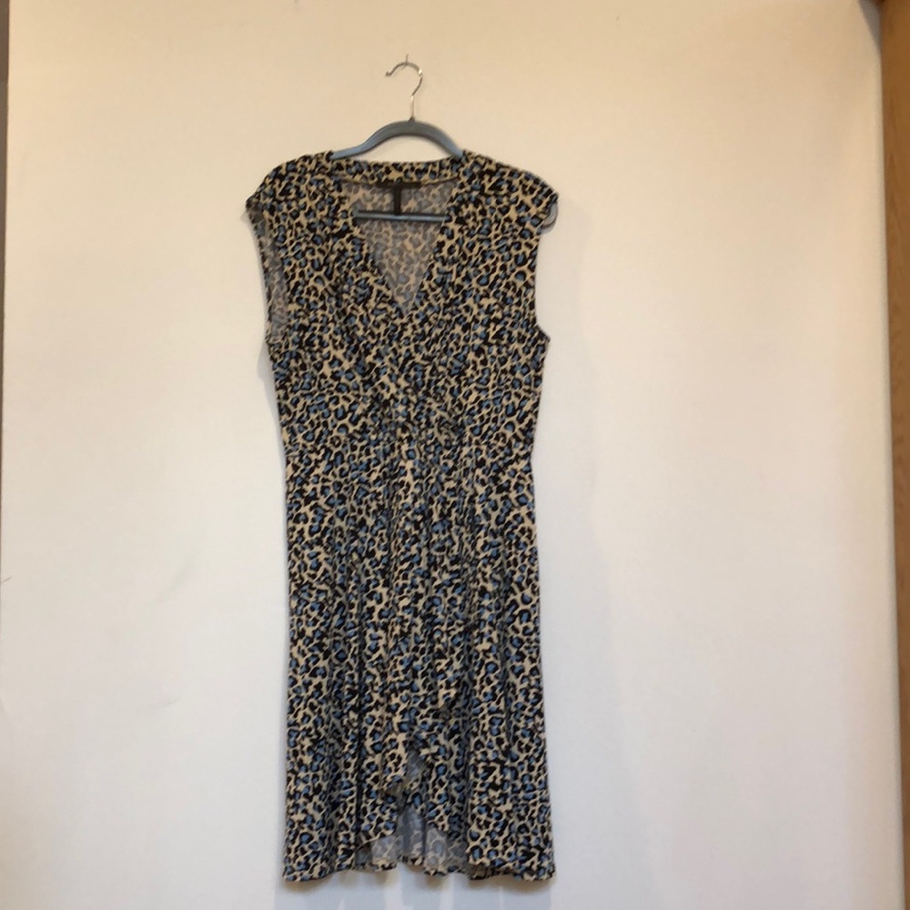 BCBG Maxazria Blue Leopard Print Dress